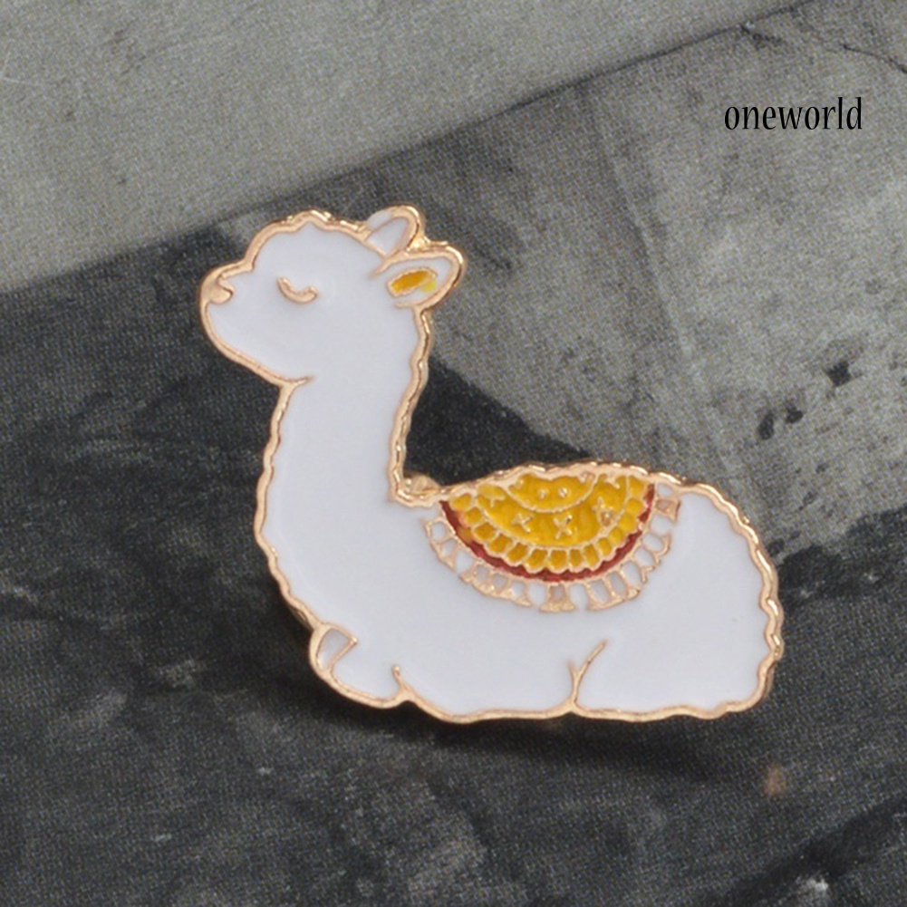 OW@ Cartoon Animal Alpaca Enamel Collar Shirt Pin Badge Brooch Jewelry for Women