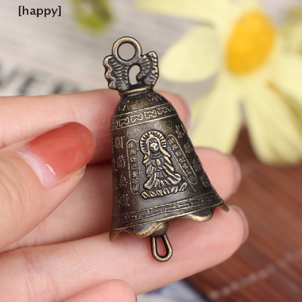 HA Antique Bell Chinese Mini Sculpture Pray Guanyin Buddha Bell Shui Feng Bell ID