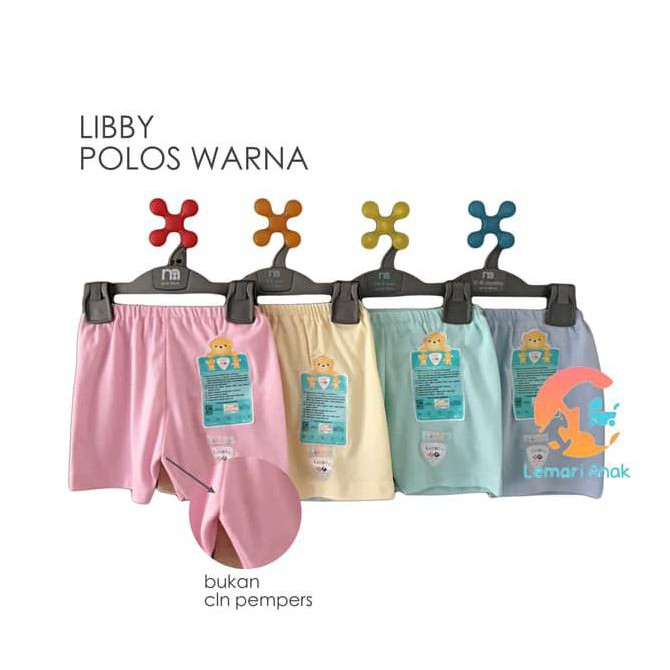 3Y48 Libby 3Pcs Celana Pendek Polos Warna Size S,M,L (6-24 Bulan) U861