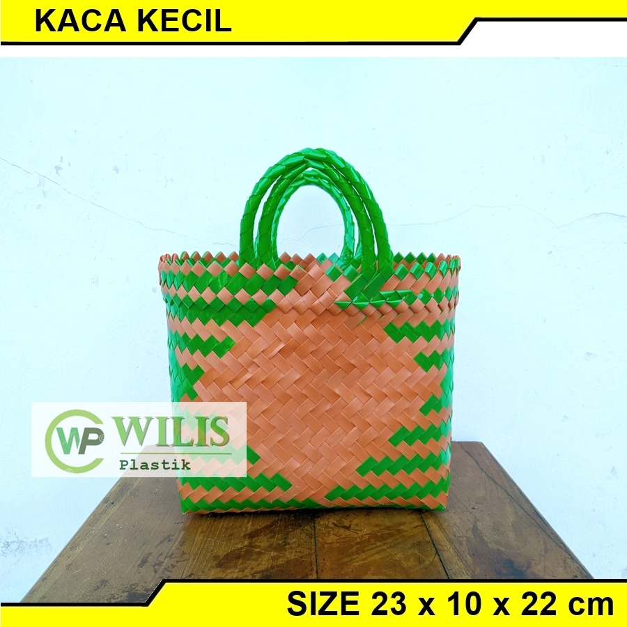 Tas Anyaman Plastik Kaca Kecil (S) / Tas Anyam  Keranjang Belanja / Tas Bingkisan Hampers Parcel