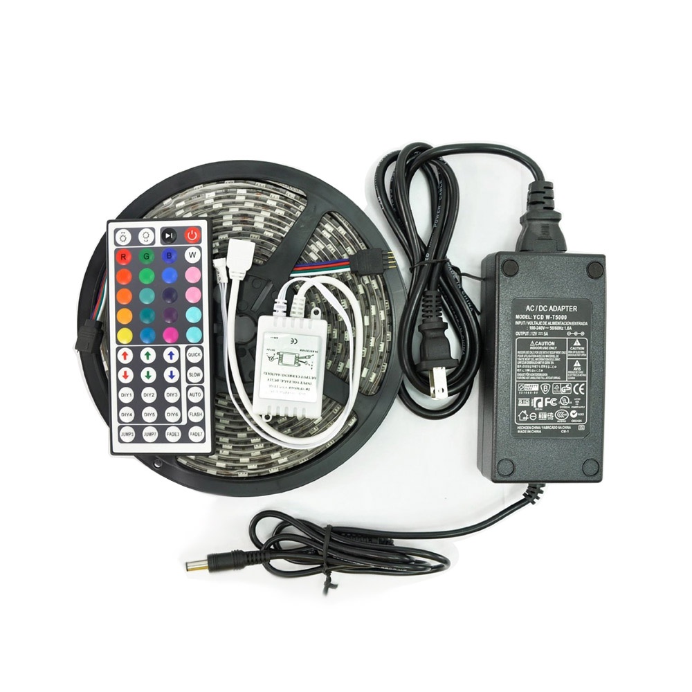 Lampu Led Strip RGB /Led 5050 ip 65 Mata Besar Lampu Roll Led Strip Rgb Set Adaptor,remote,rgbcontrl