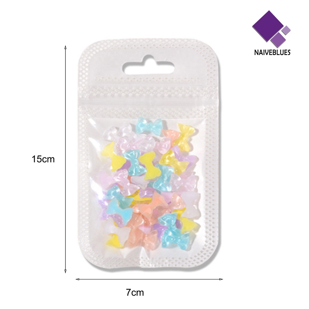 Naiveblue 50Pcs / Set Charms Pita Bahan Resin Untuk Aksesoris Nail Art