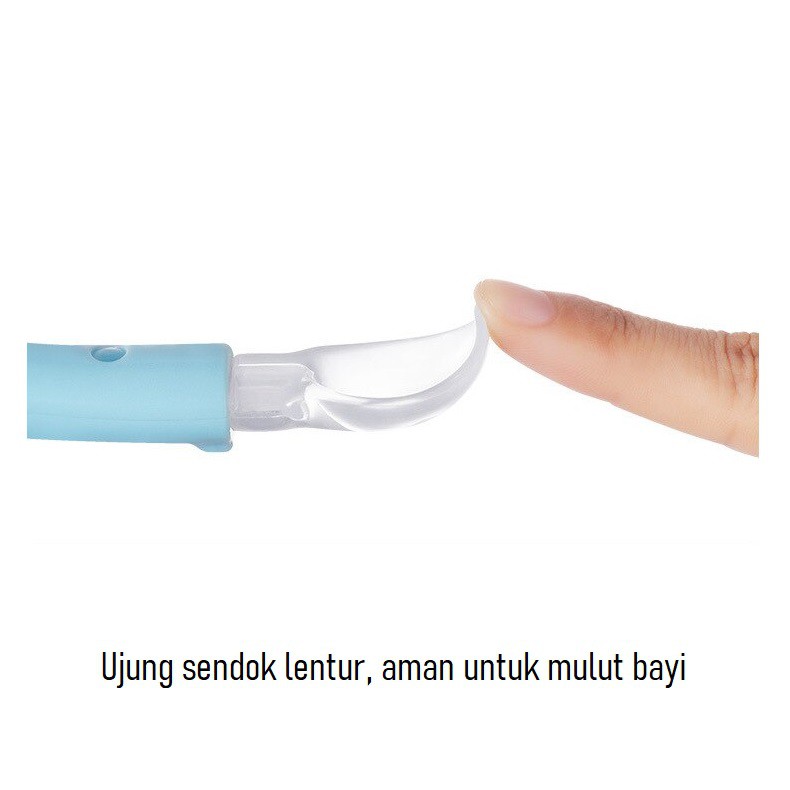 Silicone Spoon with Travel Case Sendok Makan Bayi Silikon dengan Wadah