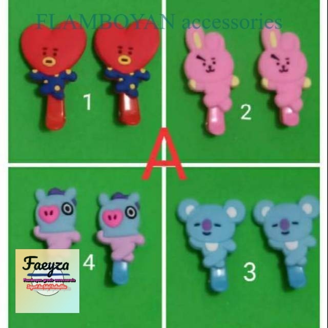 grosir  JEPIT RAMBUT BT21 ATAU BTS KEKINIAN ISI 5 PASANG