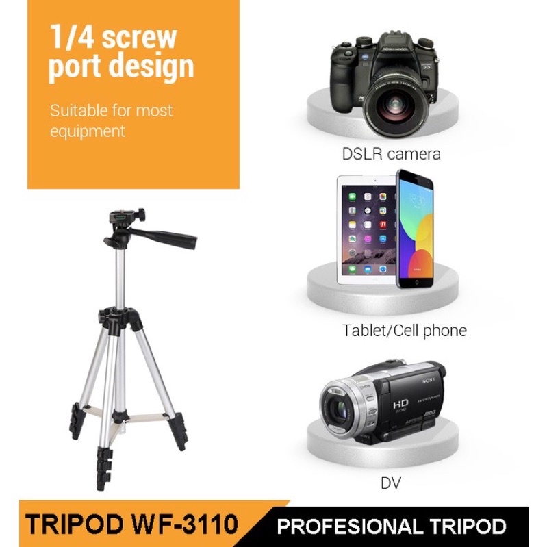 TRIPOD WF-3120 Lighweight Foldable Camera Mobile Tripod 1.3M