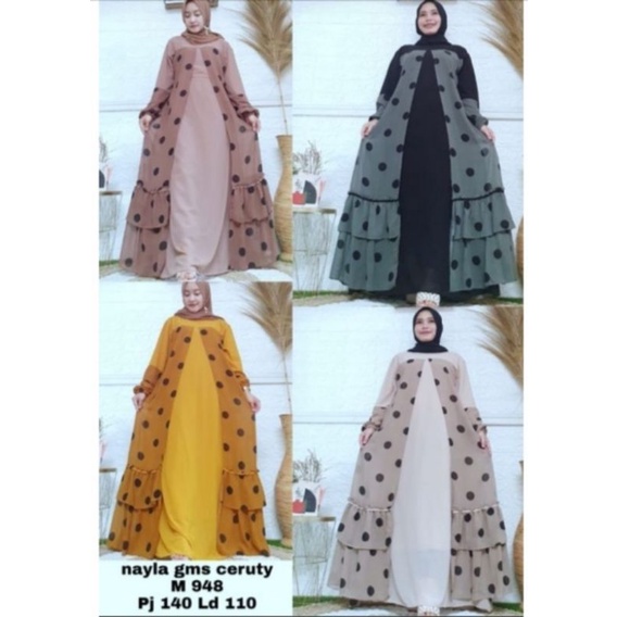 GAMIS MAXI DRESS POLKADOT CERUTI BABYDOLL ARMANI IMPORT