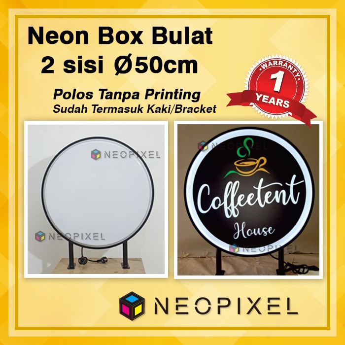 NEON BOX BULAT AKRILIK DIAMETER 50 CM 2 SISI NEON BOX BULAT POLOS MURAH