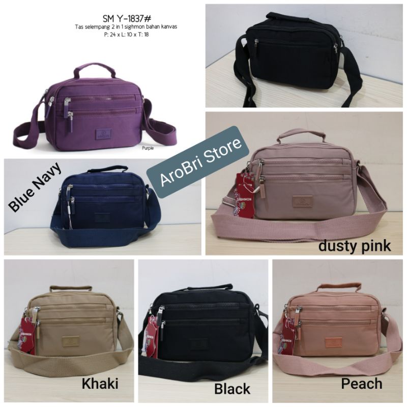 Tas selempang tenteng 2in1 merk sighmon SM Y-1837 bahan kanvas halus