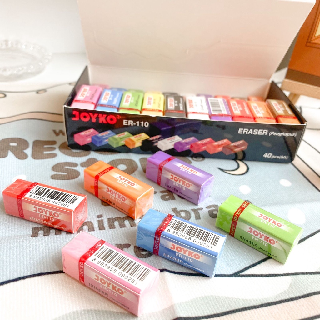 

GROSIR 1 BOX ISI 40 PENGHAPUS JOYKO ER 110 WARNA WARNI PELANGI RAINBOW LUCU UNIK MURAH READY COD