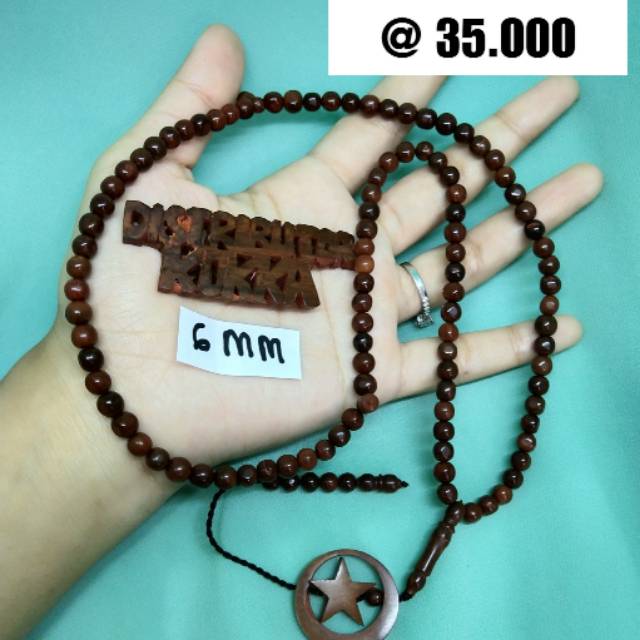 ( SUPER MURAH ) Grosir 5 pcs tasbih Kokka kaukah kaokah fukakah bulan bintang  6 mm coklat