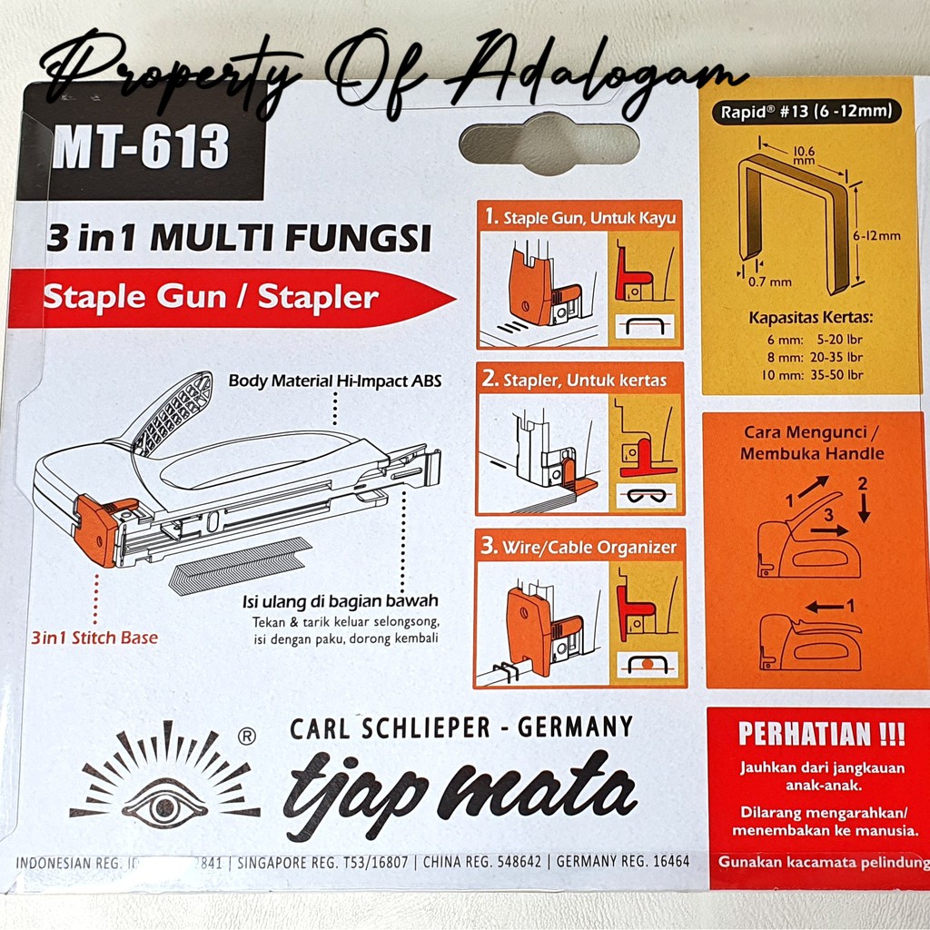 TJAP MATA Stapler Tembak Hekter Kayu Kertas Kabel Staples Gun Tacker