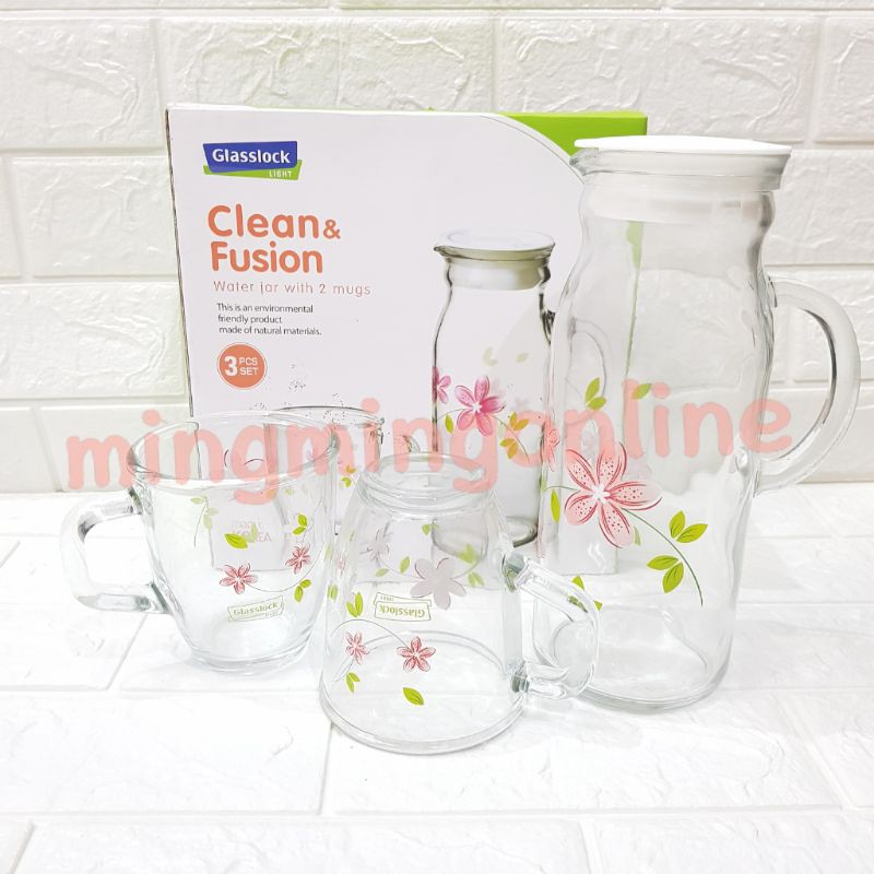 Water Jar Glass Lock Botol Air Minum Thermos Kaca Tumbler Tupperware