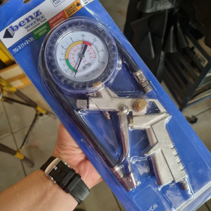 3 in 1 Alat Ukur Isi Angin Ban Tyre Inflator Pressure Gauge