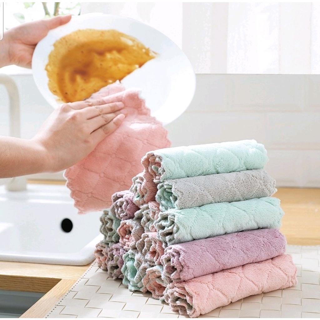 New Kain Lap Microfiber Cuci Piring Anti Minyak Dapur Tangan Serbaguna