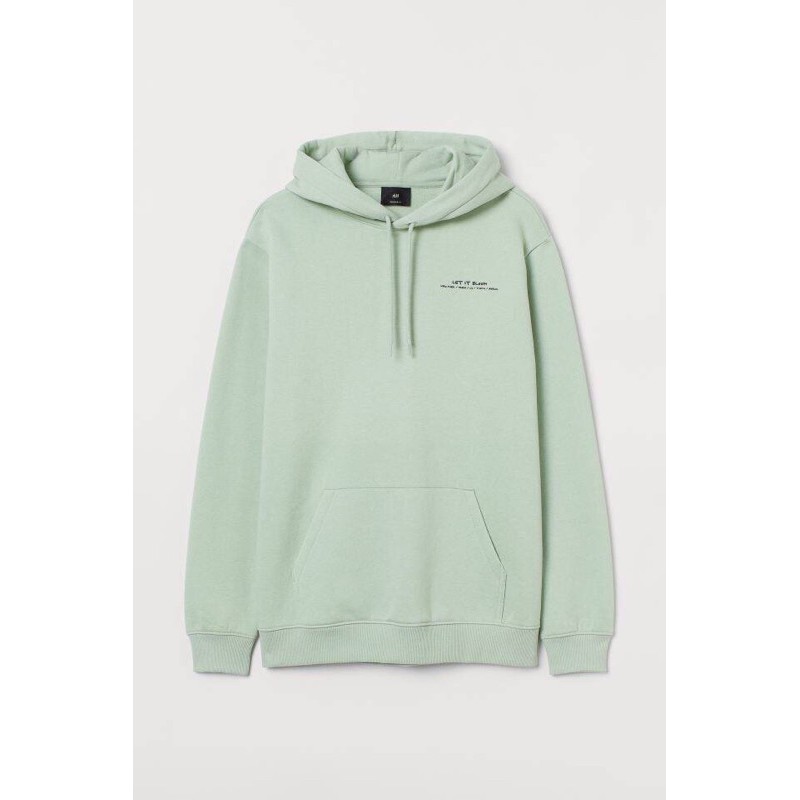 H&M HOODIE LET IT BLOOM GREEN