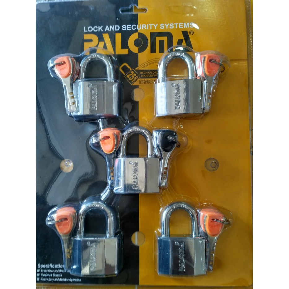 Gembok Paloma PLP 552 P-500 50MM -5 SHORT CH PAKET GEMBOK MASTEY KEY