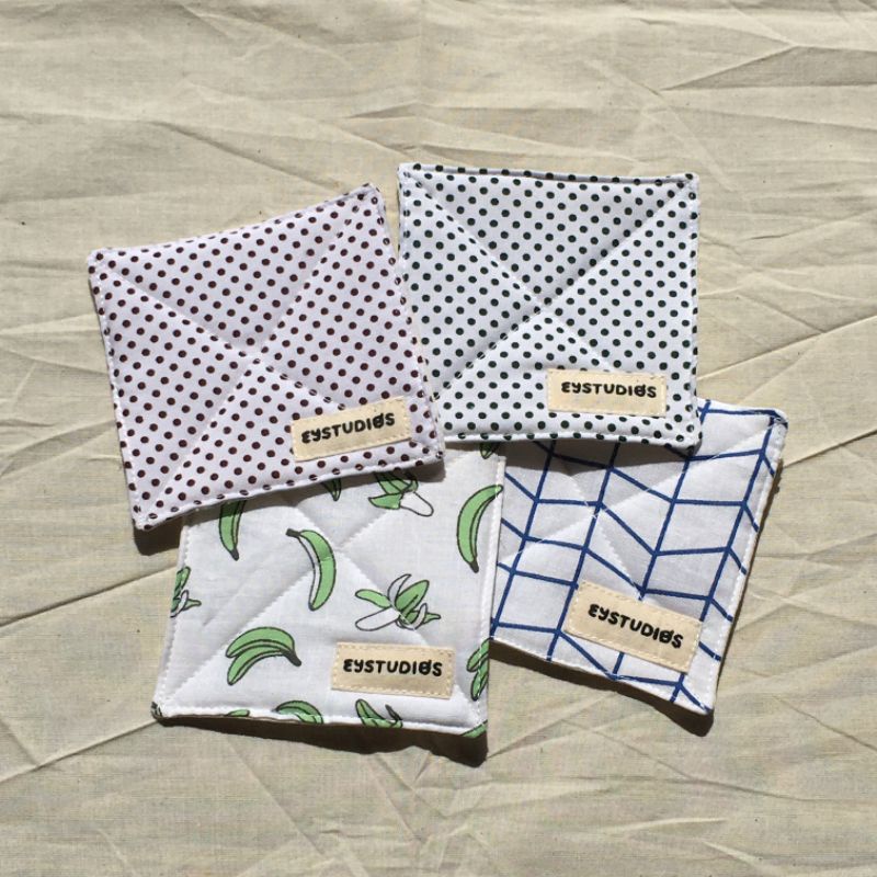 eystudios - Fabric Coasters (cotton) White Series 10x10 cm / Tatakan Gelas Katun Empuk