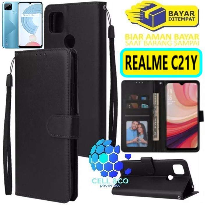 Flip cover REALME C21Y Flip case buka tutup kesing hp casing hp case Premium leather wallet