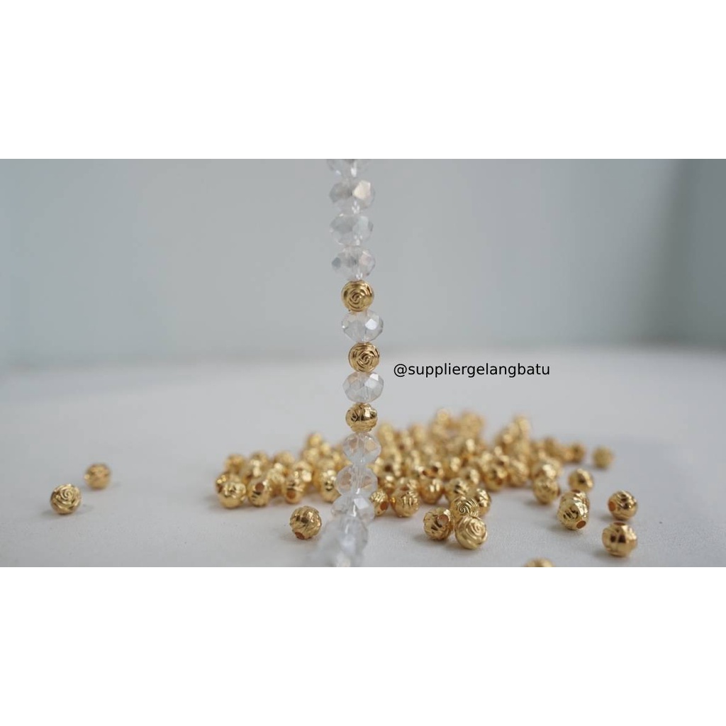 Aksesoris spacer BUNGA BULAT 6mm GOLD pembatas aksesoris gelang kalung