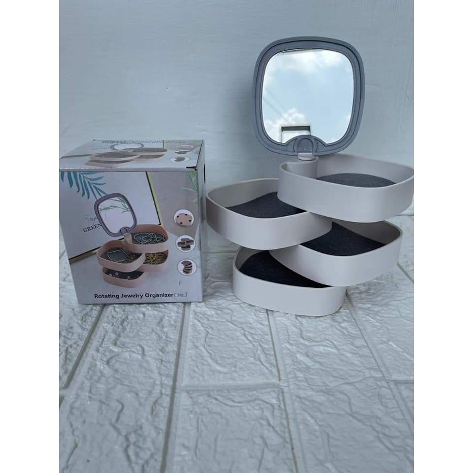 Kotak Perhiasan 4 Susun Putar 360 Derajat Tempat Penyimpanan Aksesoris