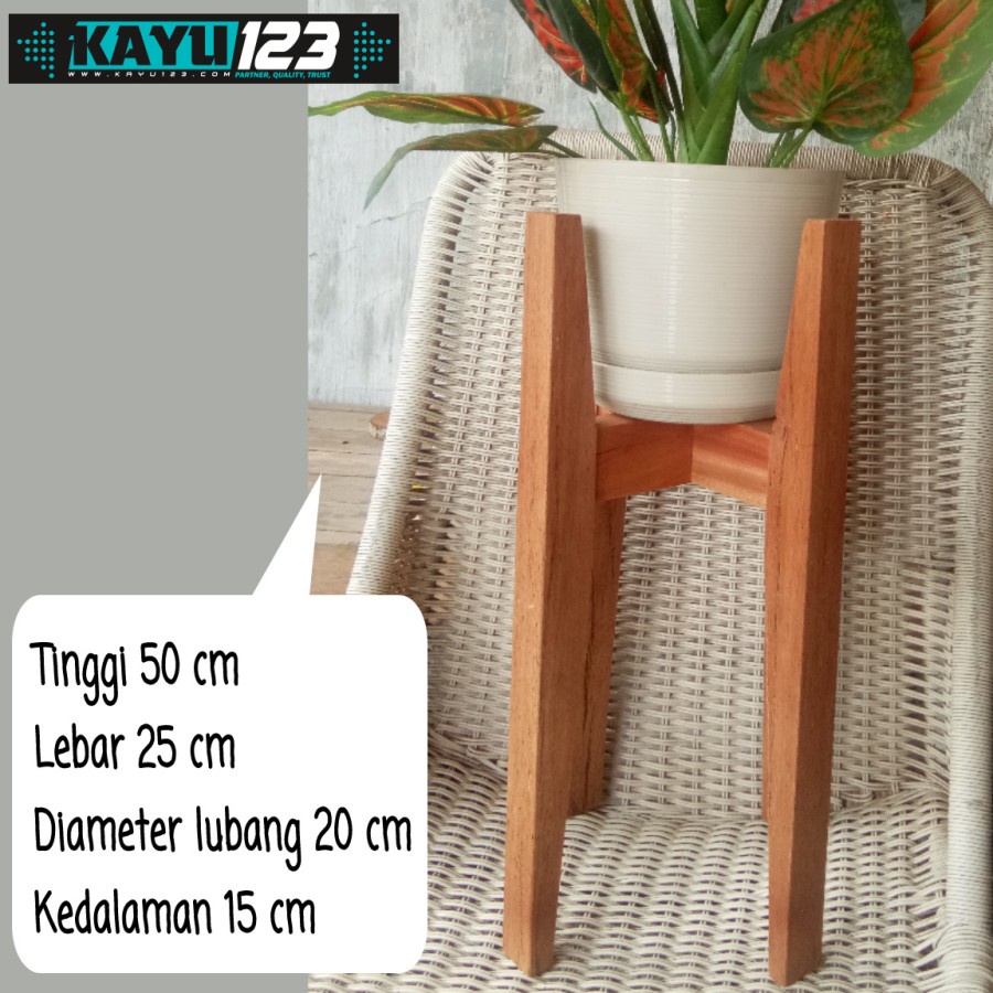 Wooden Vase Stand 50x25 cm Tempat Vas Bunga Pot Tanaman Kayu (WPL-07)