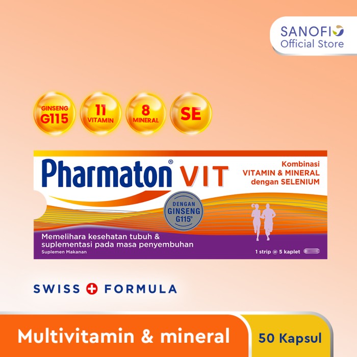 Pharmaton Vit 50 Multivitamin+Selenium Suplemen untuk masa penyembuhan