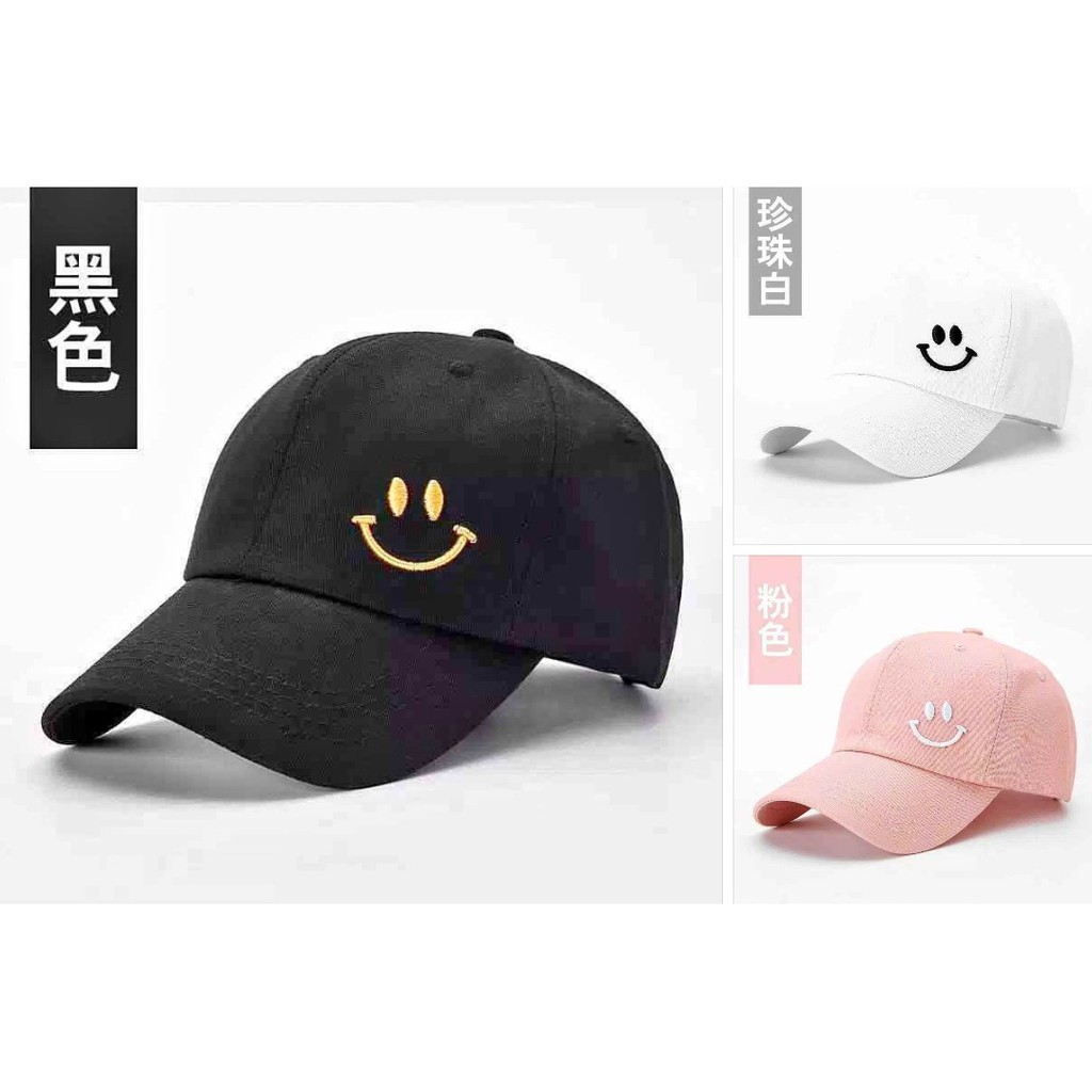 Topi Baseball dewasa Bordir Smile / Topi Korea keluaran terbaru 2021