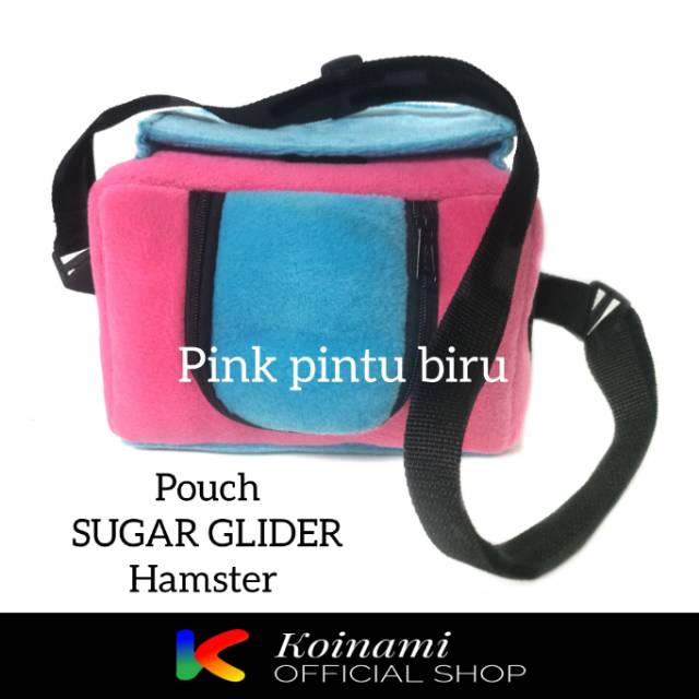 TRAVEL POUCH KOTAK PINK BIRU SUGAR GLIDER HAMSTER