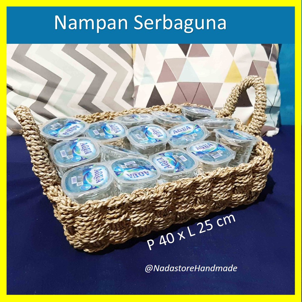 NAMPAN ANYAM KOTAK / HIASAN MEJA / BAKI / TRAY ANYAMAN SEAGRASS