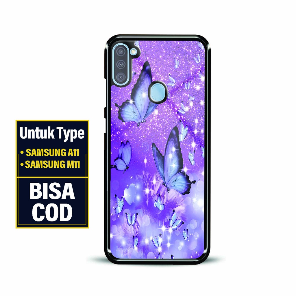 Hardcase Kaca Glossy Samsung A11 / M11 - Motif [ Buterfly 2 ] Samsung A11 / M11 - Case Fashion Termu