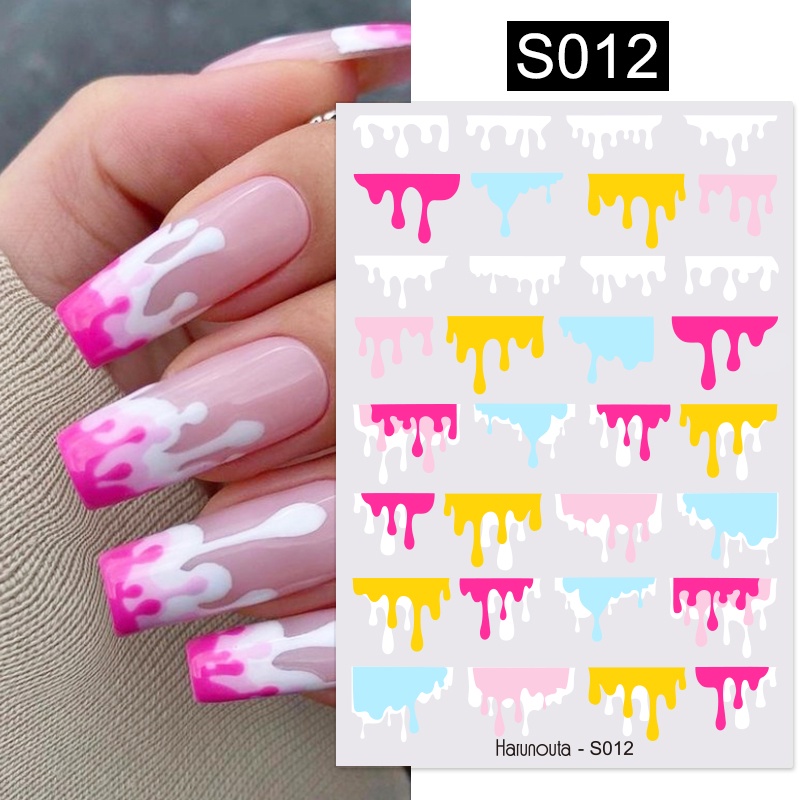 Harunouta 1 Lembar Stiker Kuku 3D Motif Hati / Daun Warna Ungu Untuk Dekorasi Nail Art DIY