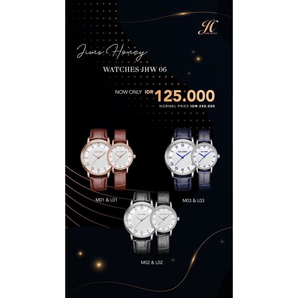 Jims Honey Jam JHW 06 - Jam Tangan Kulit Motif Couple Pria & Wanita Jimshoney Original (HARGA SATUAN