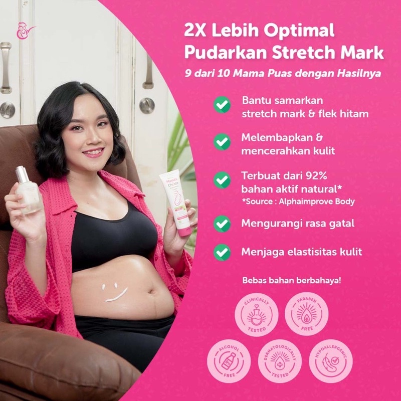 Mama Choice Stretch Mark Serum Penyamar Flek Hitam Pelembab Perut Ibu