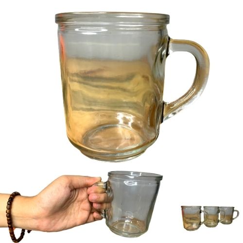 ardhaarakida - 6 Pcs Gelas Kopi Polos / Gelas Kaca Gagang / Gelas kopi