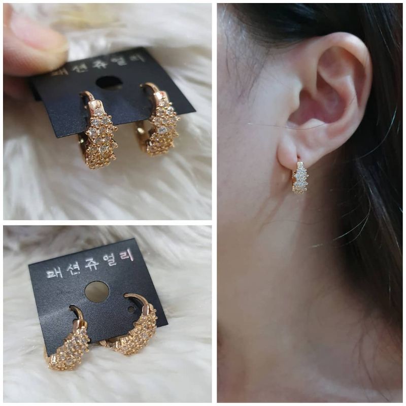 Anting Silver925 Perak Premium Quality Mata kilau Anti Karat anti alergi anting premium model hoops platgold 99276