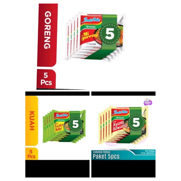 

Indomie goreng/soto/ayam bawang 85g isi 5 pcs