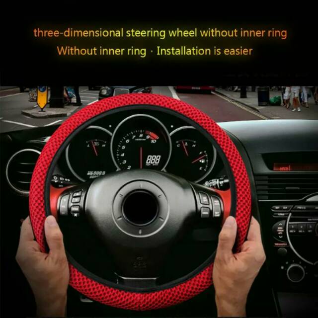 Red Merah Cover Steering Mobil Sarung Car Stir Elastis Setir Xpander Avanza Rush Terios Brio Dll