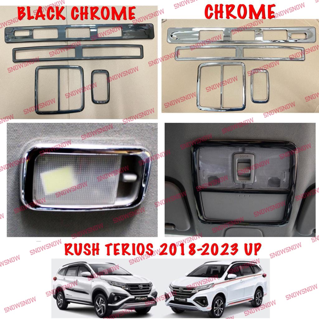 Paket Panel Lampu Plafon Depan AC Tengah Belakang All New Rush Terios 2018 2022 2023 Black Chrome