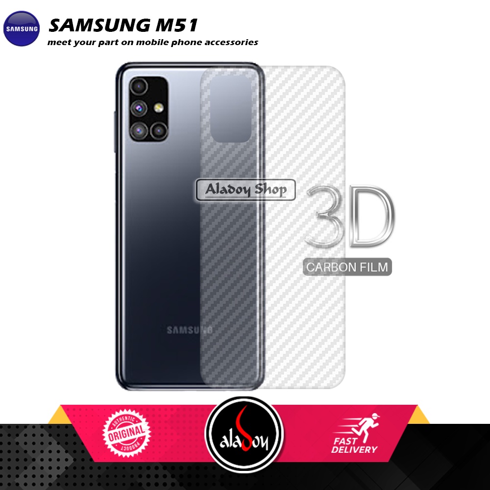 PAKET 3 IN 1 Tempered Glass Layar Samsung M51 Free Tempered Glass Camera dan Skin Carbon