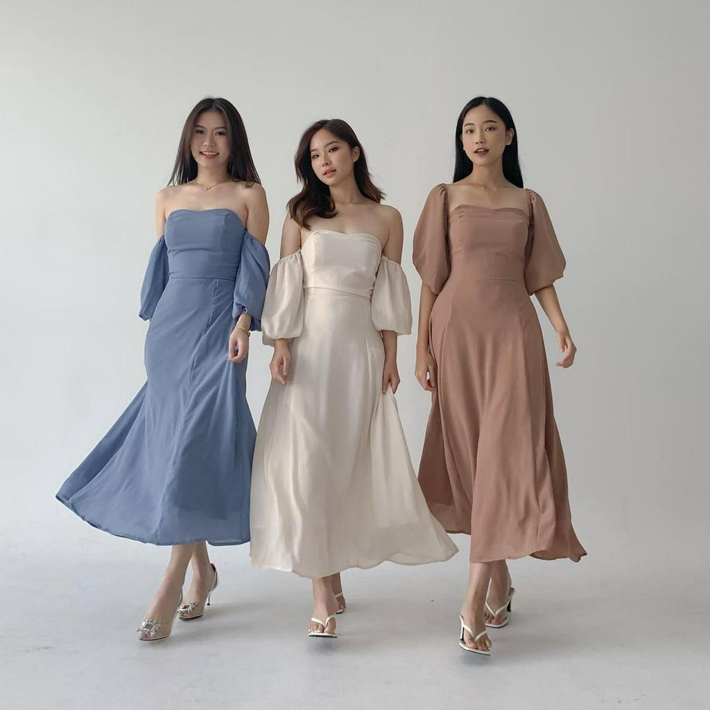 FELICIA BRIDESMAID IN CHOCO MALT - PROM NIGHT GOWN - DRESS SEXY KOREA WARNA COKLAT - MIDI DRESS KONDANGAN - DRESS PESTA SEXY MEWAH - WEDDING DRESS - DRESS PAGER AYU - HADIAH / KADO ULTAH CEWEK