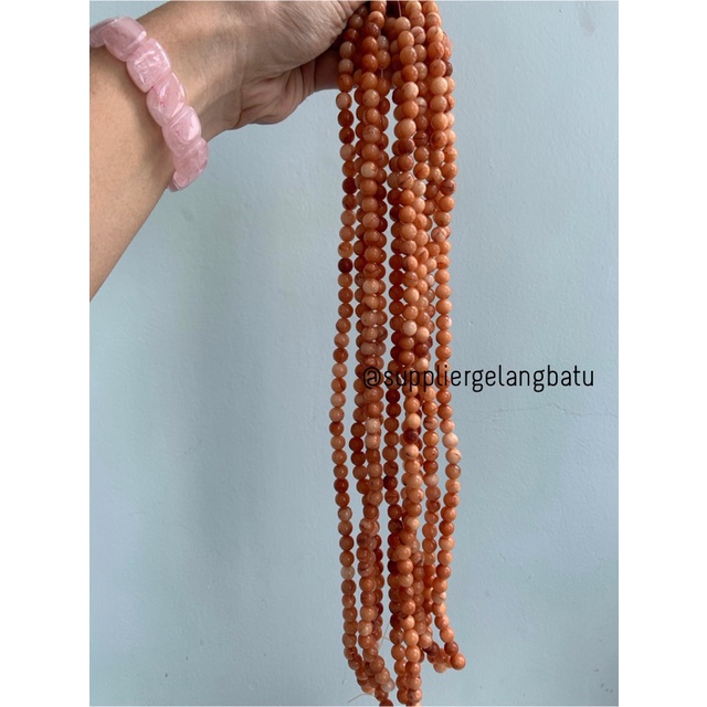 bahan batu Manigajah 8mm oren natural polish corak retak orange akik