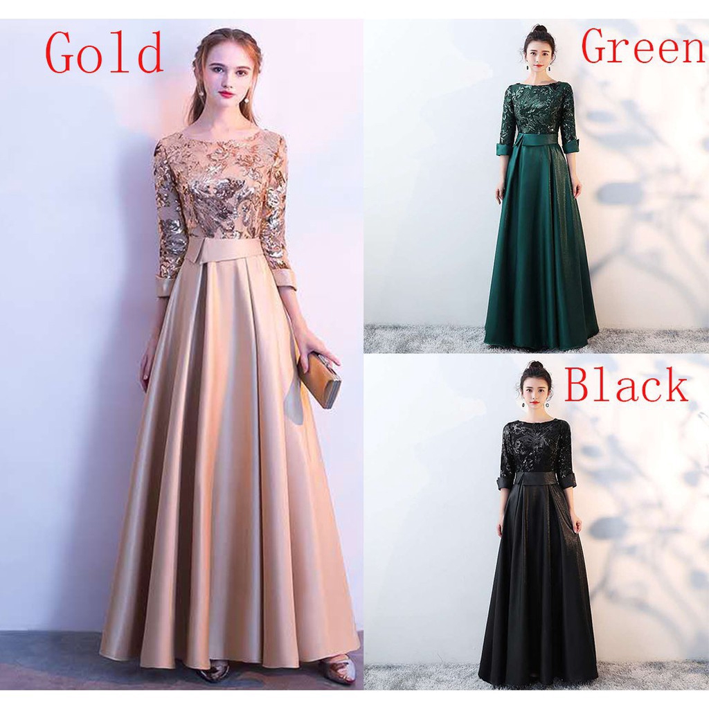 Long Dress Casual Elegan Bahan Lace Untuk Pesta Malam Bridesmaid