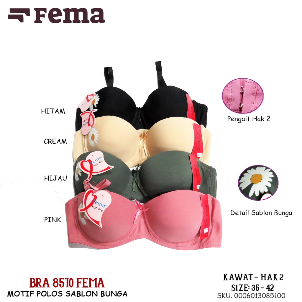 FEMA Official Shop Ecer 1 pcs Bh Bra 8510/8511 Full Cup Push Up Polos Renda Import