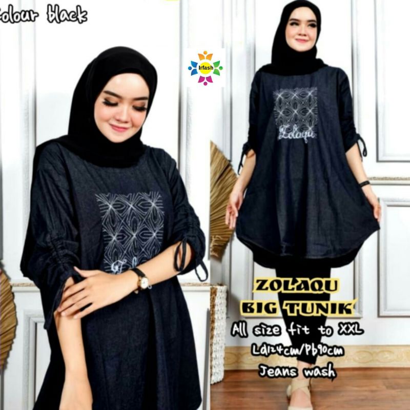 Tunik Jeans Wanita Kekinian Zolaqu Jumbo LD 124