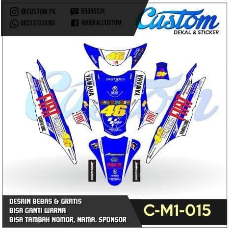 Decal Stiker Motor Mio Sporty Dekal Sticker Gp Blue Fiat Yamaha