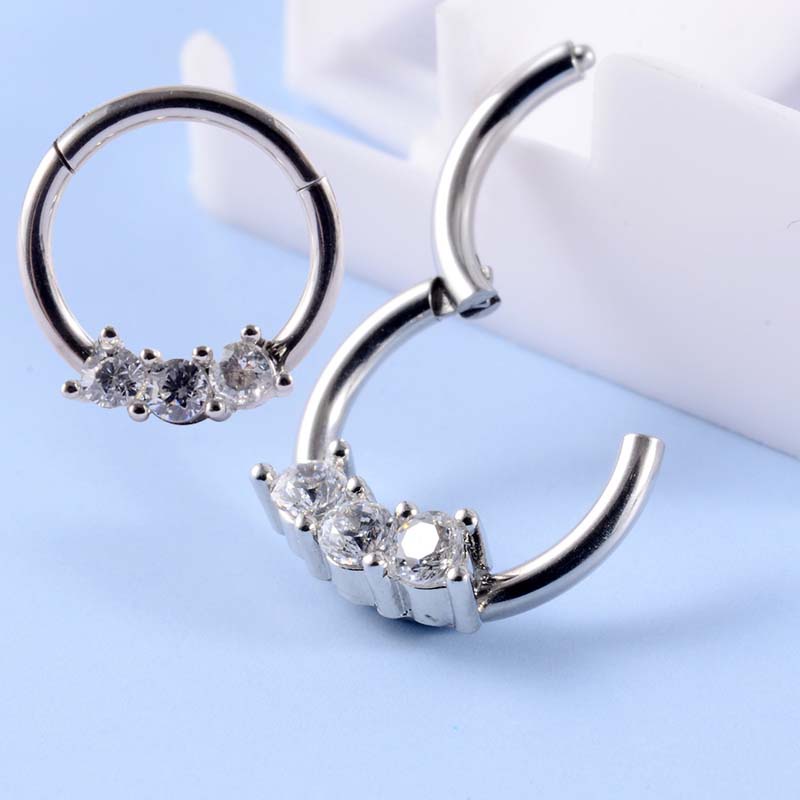 1piece G23 Titanium Nose Hoop Rings Piercing Clicker Hinged Segment Helix Piercing Body Jewelry