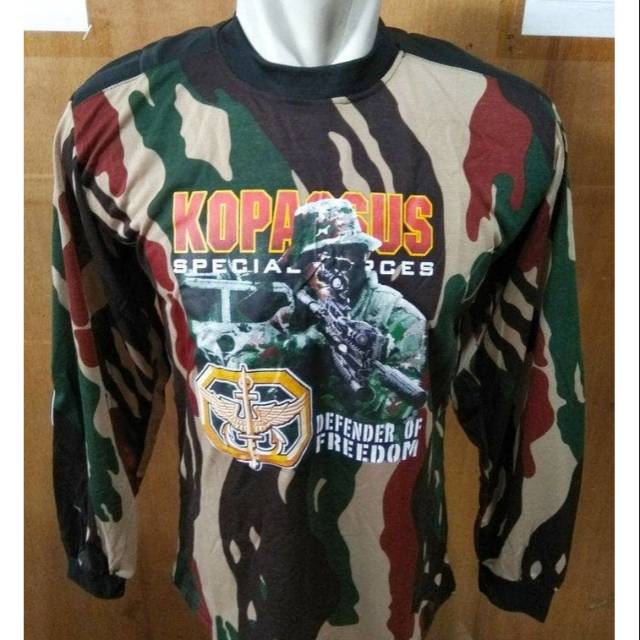 Kaos Penembak Kopassus loreng | Kaos Bantalan Kopassus Loreng | Kaos Kopassus lengan panjang