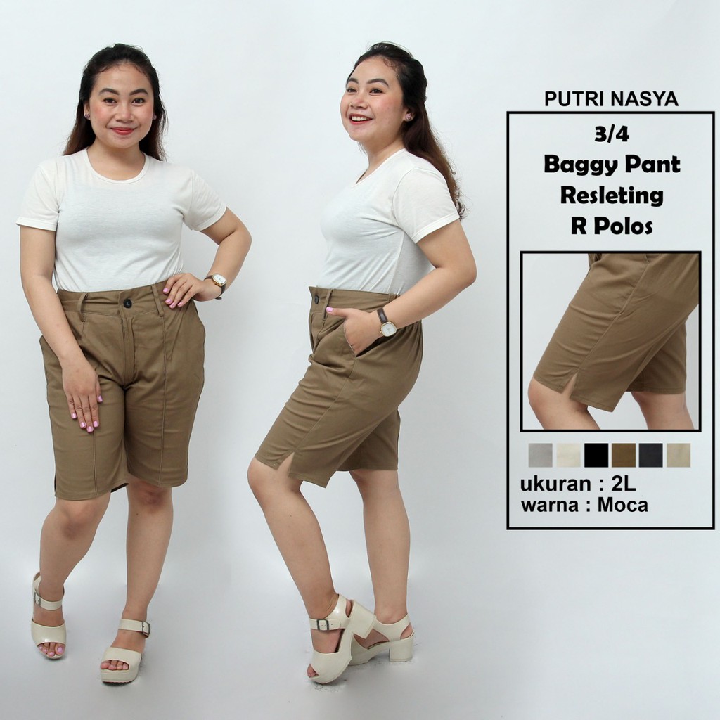 Celana 3/4 jumbo R polos / baggy pant jumbo / celana pendek big size 8L-6L-5L-4L-2L-XL-S fit to L