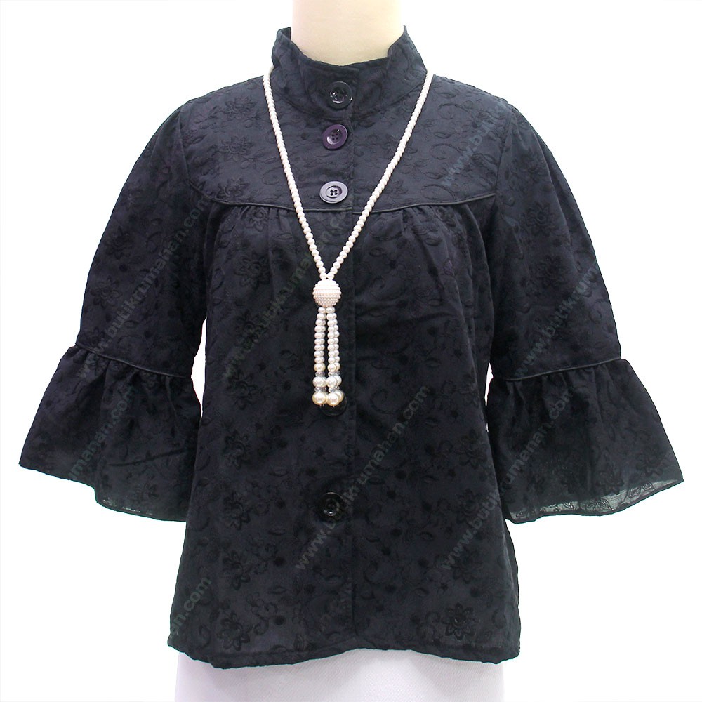 Blus Brokat Bahan Katun Rubiah Hitam