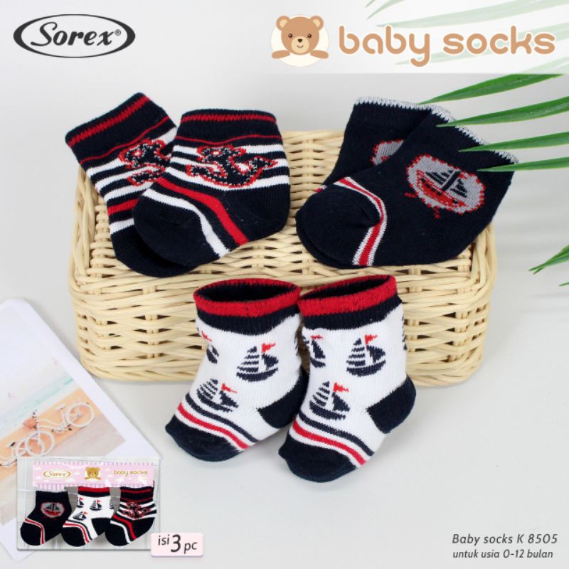 (3pcs) Kaos Kaki Bayi Sorex K5401 K8502 K8503 K8504 K8505 Baby Socks Laki Laki / Cowok |jcs